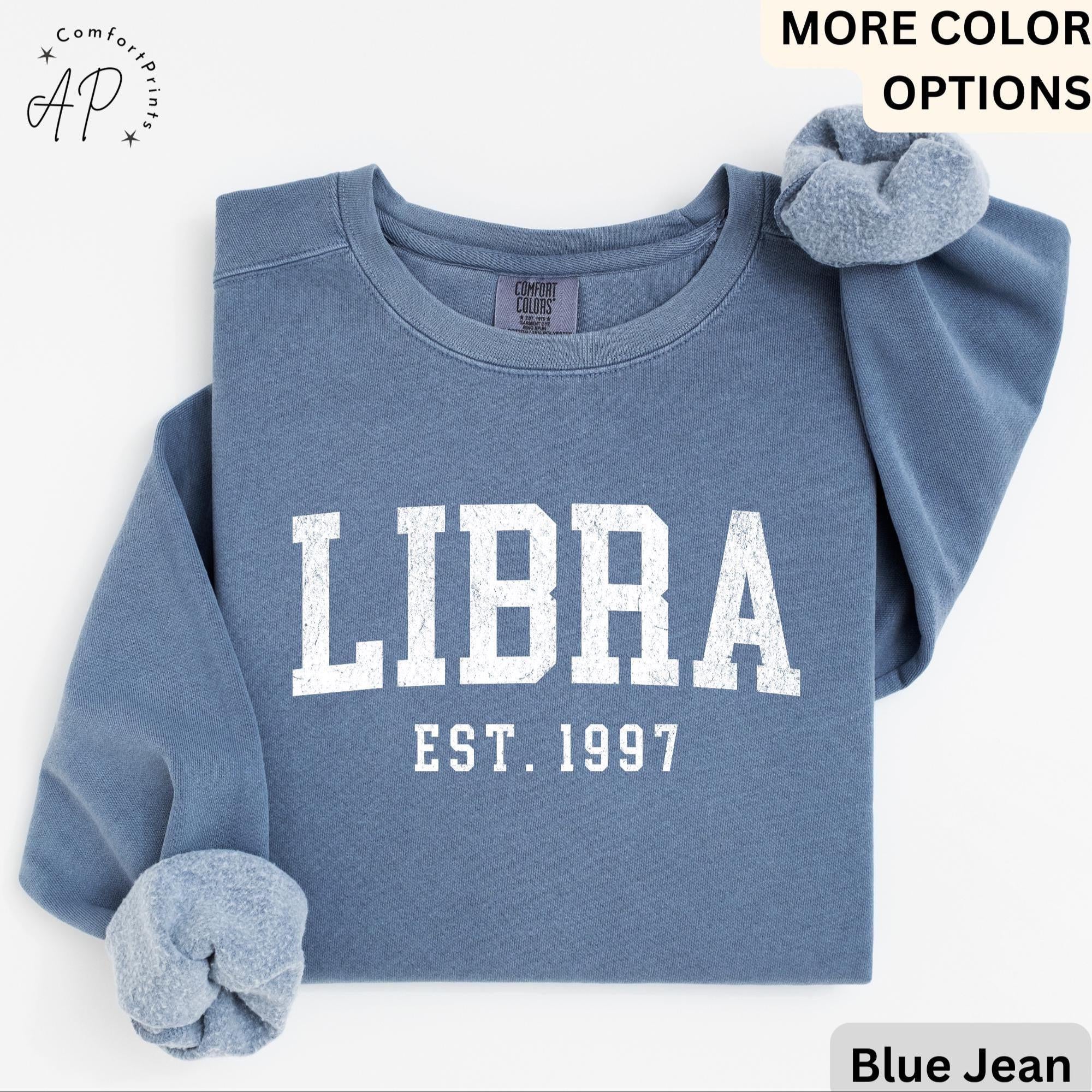 Custom Libra Comfort Colors® Sweatshirt, Personalized Libra Horoscope Sweater, Astrology T-Shirt, Zodiac Long Sleeve Shirt
