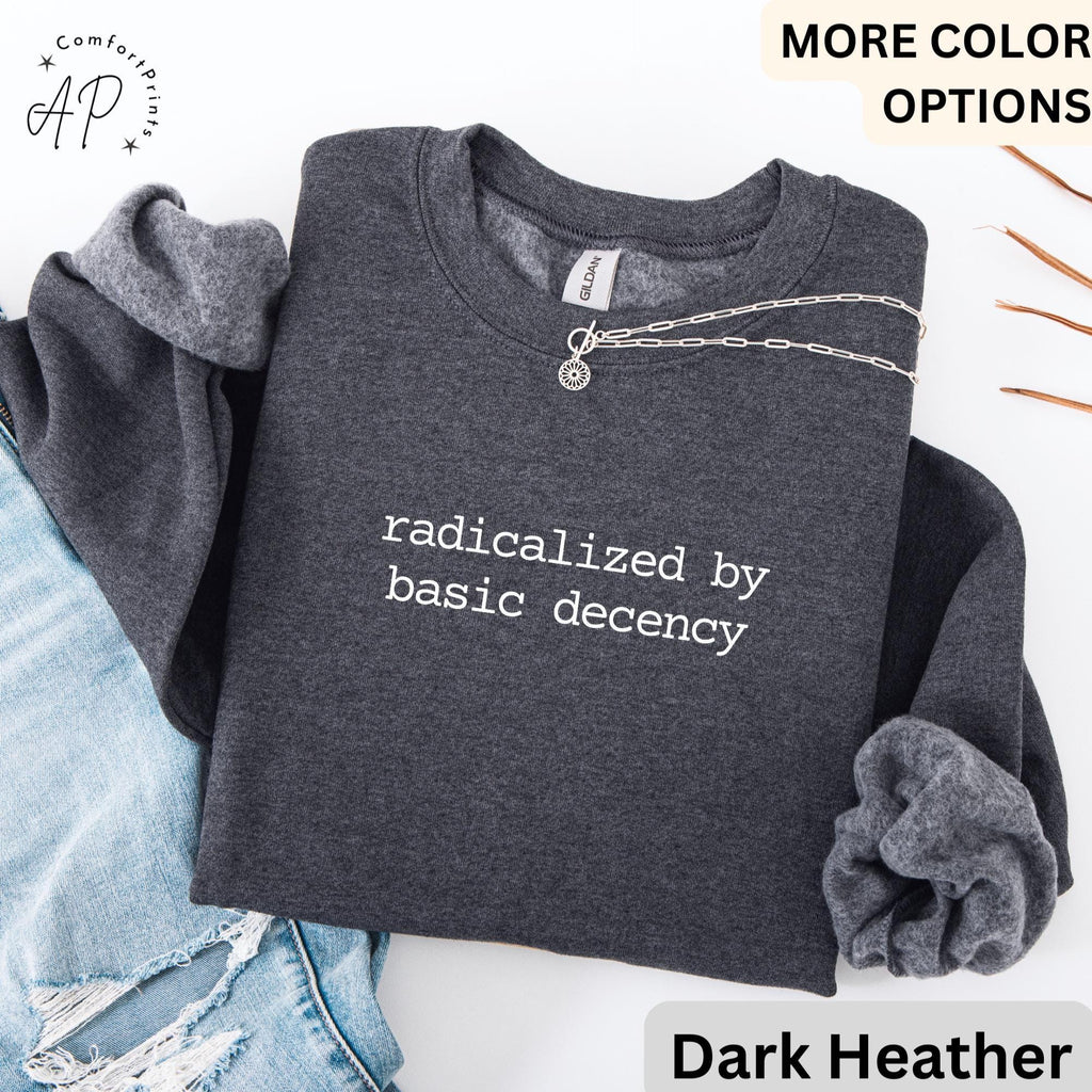 Radicalized By Basic Decency Comfort Colors® Sweatshirt, Political Protest Sweater, Activist T-Shirt, Social Justice Long-Sleeve Shirt