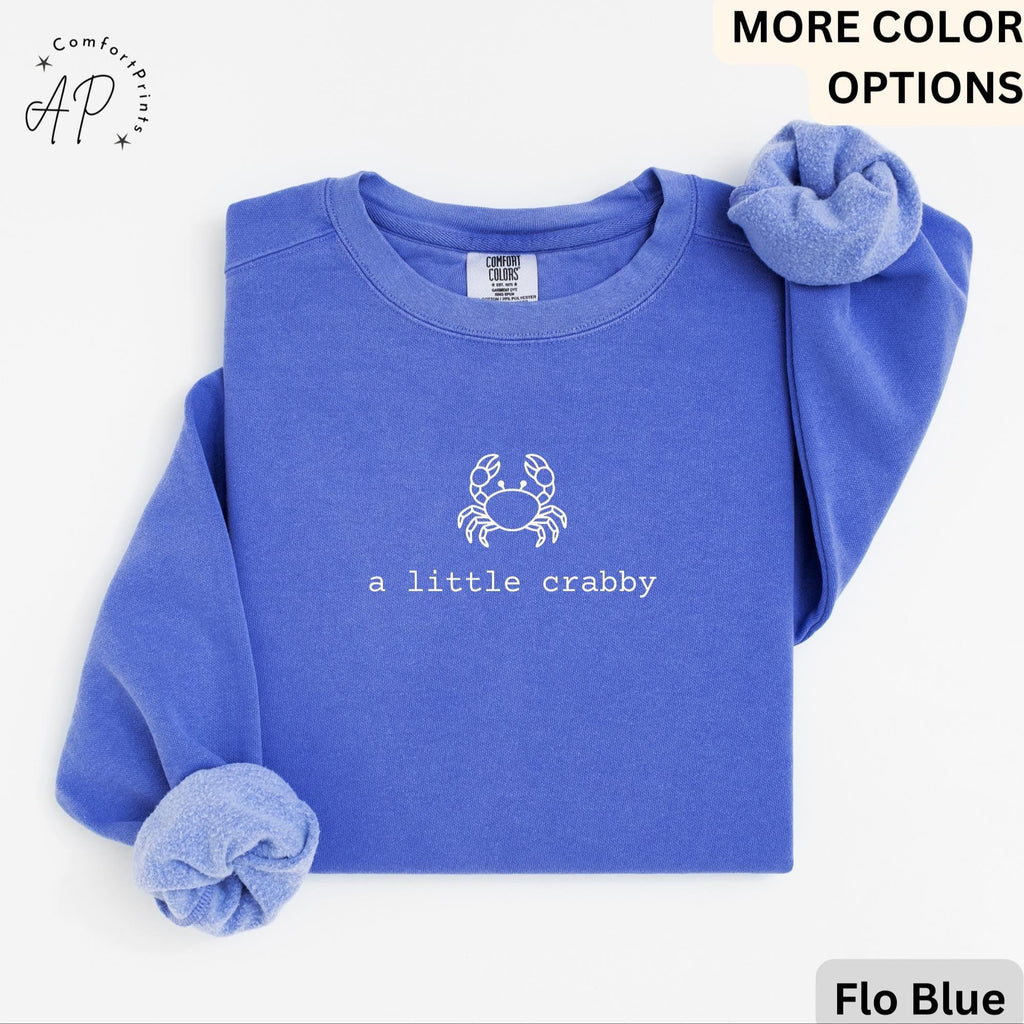 Summer Beach Comfort Colors® T-Shirt, A Little Crabby Shirt, Minimalist Beach Sweatshirt, Funny Vacation Long-Sleeve Shirt
