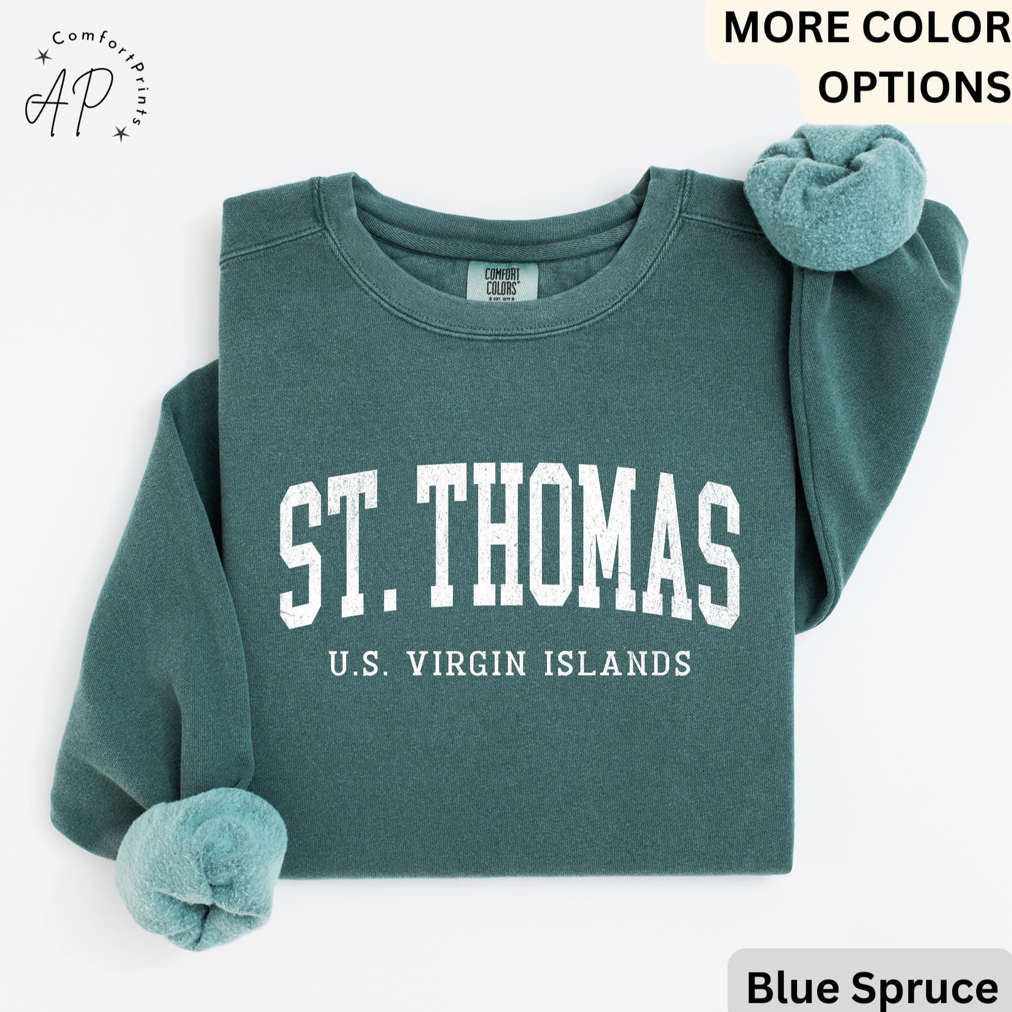 St. Thomas U.S. Virgin Islands Comfort Colors® T-Shirt, Saint Thomas Shirt, Gift for Traveler Sweatshirt, Vacation Long-Sleeve Shirt