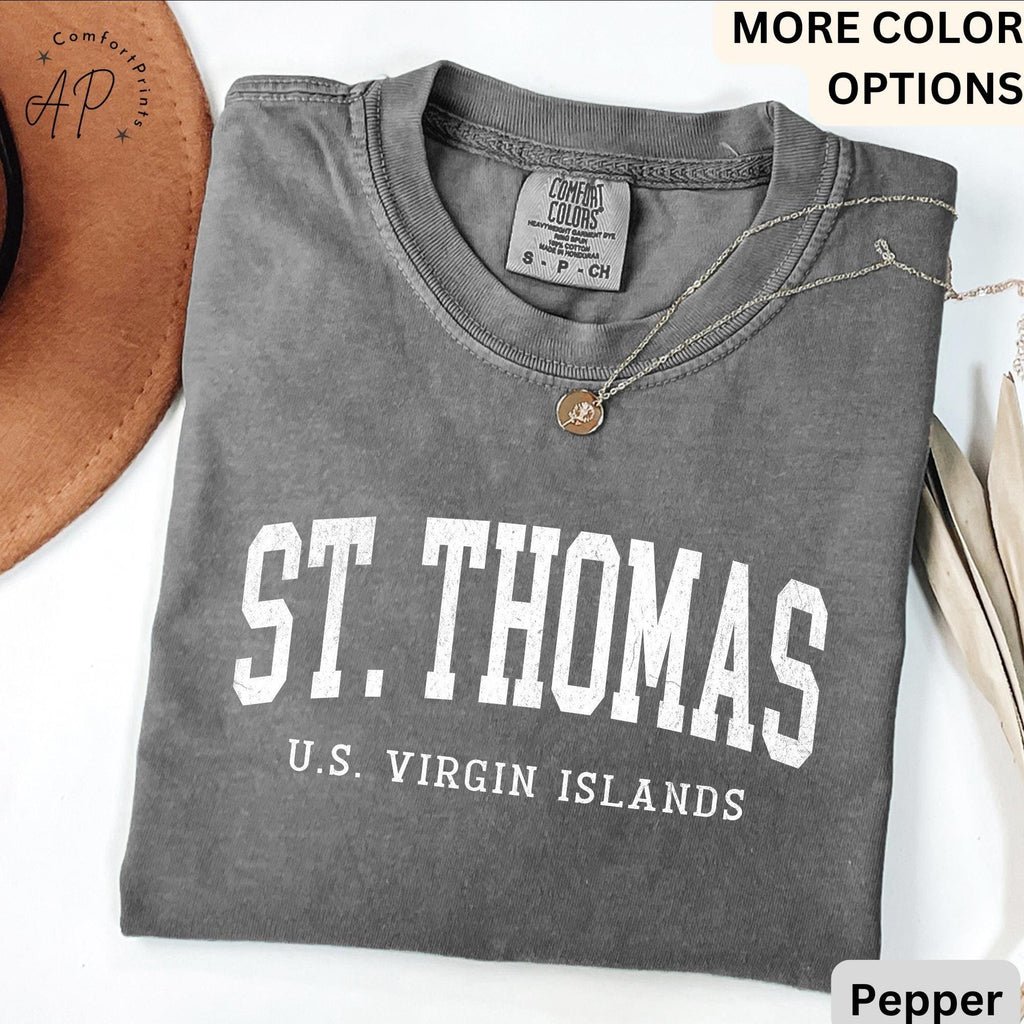 St. Thomas U.S. Virgin Islands Comfort Colors® T-Shirt, Saint Thomas Shirt, Gift for Traveler Sweatshirt, Vacation Long-Sleeve Shirt