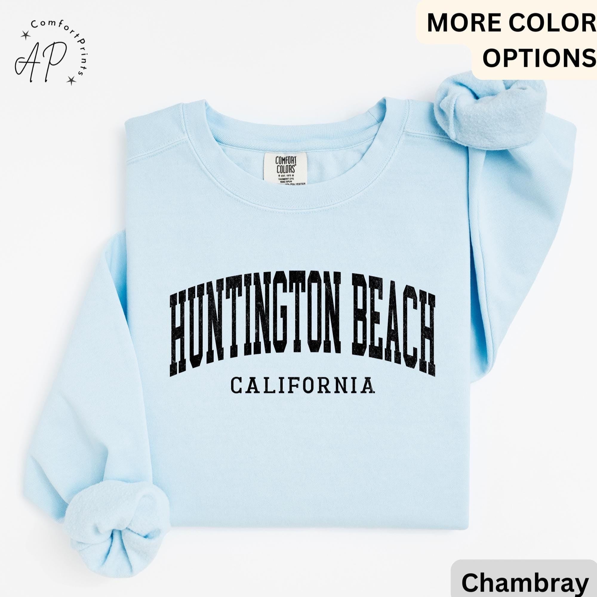 Huntington Beach Comfort Colors® Sweatshirt, Huntington Beach CA Sweater, Gift for Huntington Beach T-Shirt, California Long-Sleeve Shirt
