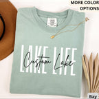 Custom Lake Life Comfort Colors T-Shirt, Personalized Lake House Shirt, Summer Vacation Tee